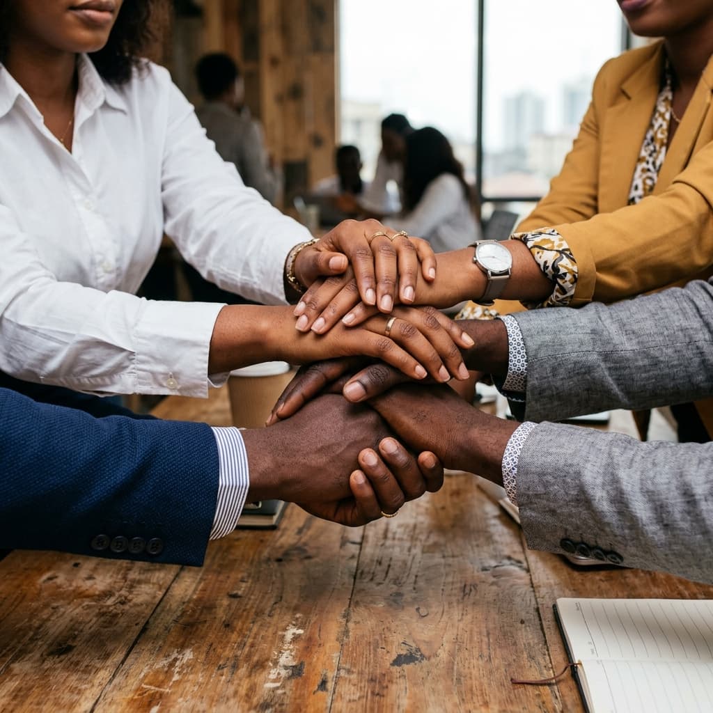 Community of people holding hands